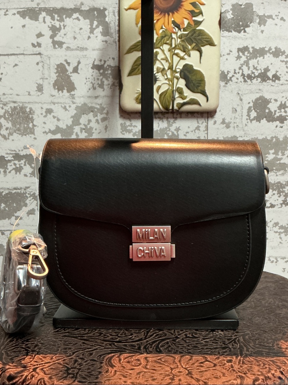 Black Leather Crossbody Bag